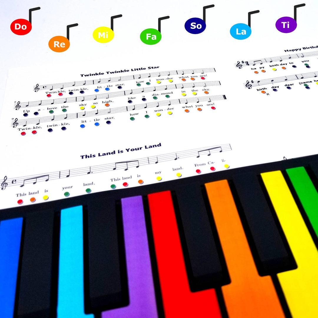 Rainbow Piano - 49 Color Coded Keys + Play-By-Color Songbook