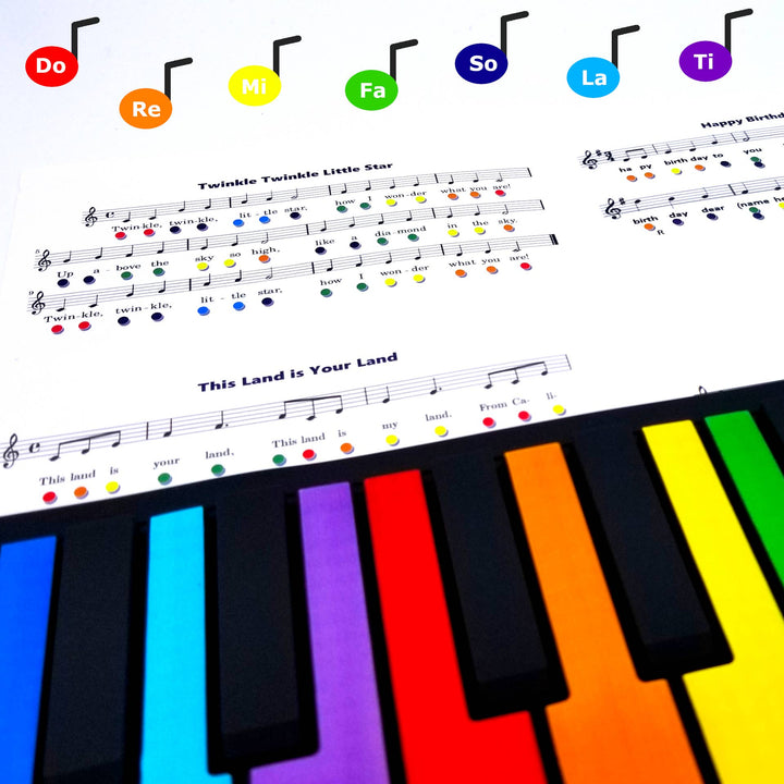 Rainbow Piano - 49 Color Coded Keys + Play-By-Color Songbook