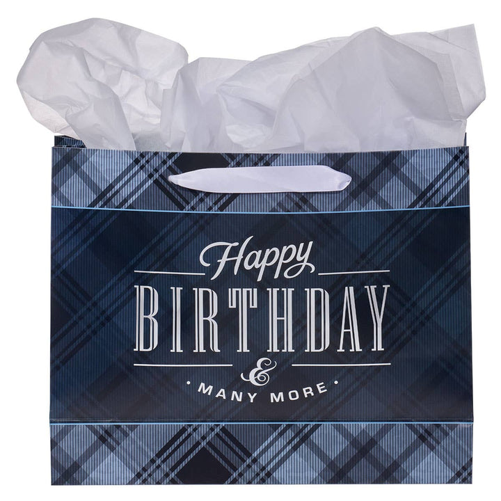 Charcoal and Black Happy Birthday Large Landscape Gift Bag S