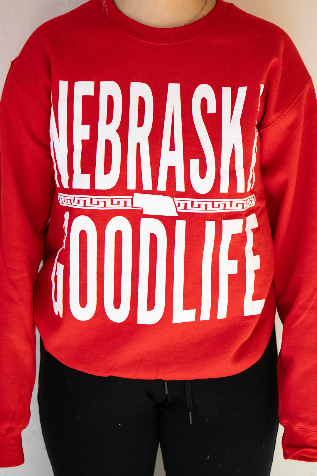 Nebraska Good Life Red Crewneck