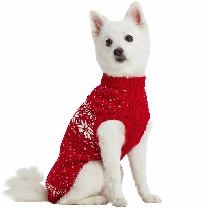 Holiday Family Sweater,  Snowflakes Sweater in True Red