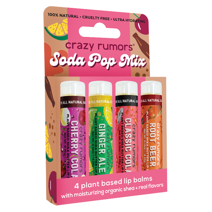 All Natural, Vegan Soda Pop Mix -  4 Pack Lip Balm Gift Box