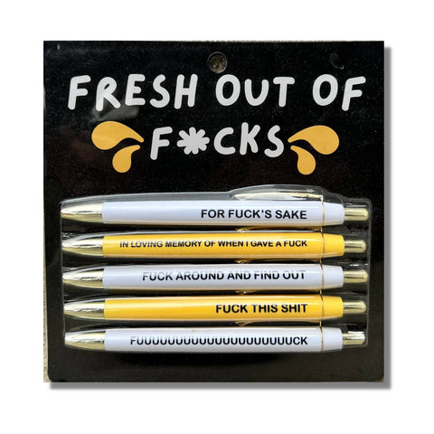 Fresh out of Fucks Pen Set (funny, sweary, office, gift)