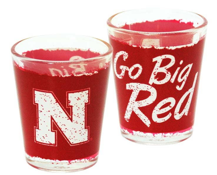 NEBRASKA CORNHUSKERS SHOTGLASS TORN DESIGN