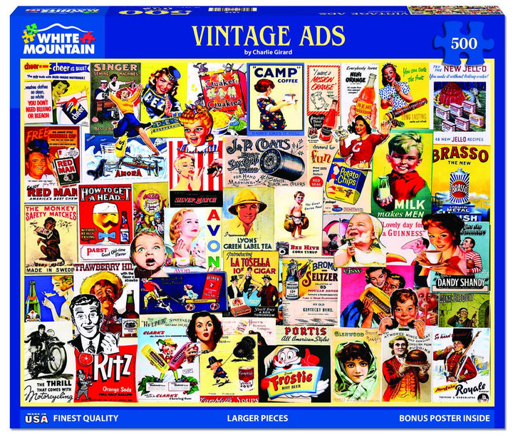 Vintage Ads (1813pz) - 500 Piece Jigsaw Puzzle