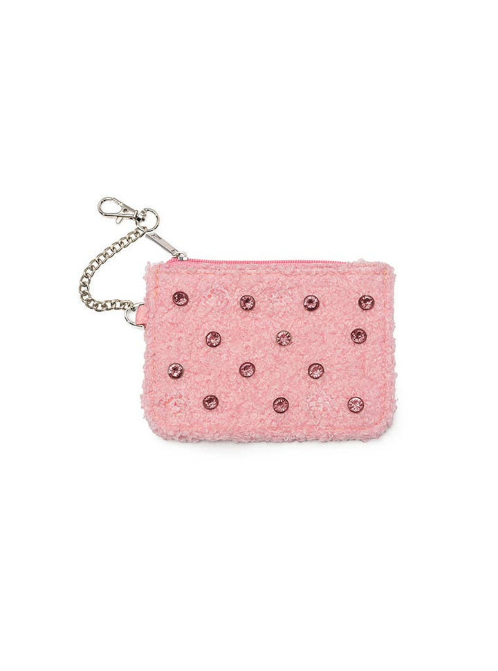 Keychain Pouch - Crystal Embellishment - Pink