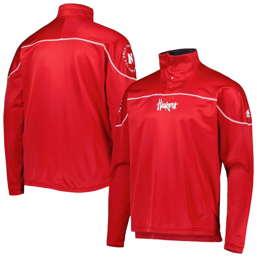 Nebraska Huskers adidas AEROREADY Knit Quarter-Snap Jacket
