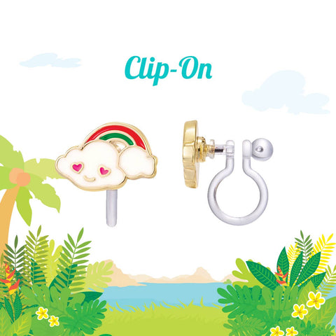 CLIP ON Cutie Earrings- Cloud Luvs Rainbow