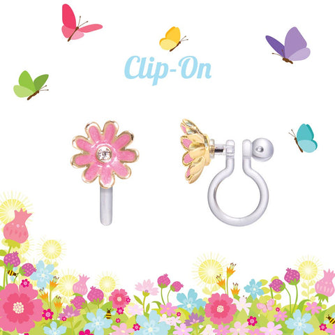 CLIP ON Cutie Earrings- Pink Daisy